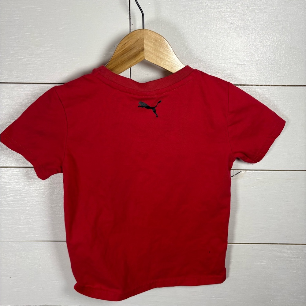 Puma Kids Red Graphic T-Shirt Size 5 | Triple Logo Tee - Picture 5 of 5